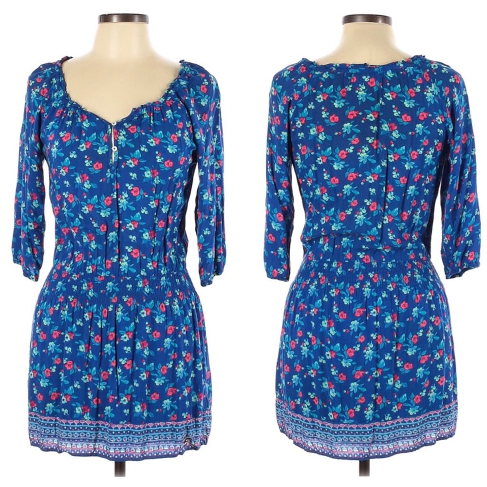 Hollister Floral Smocked-waist Boho Mini Dress